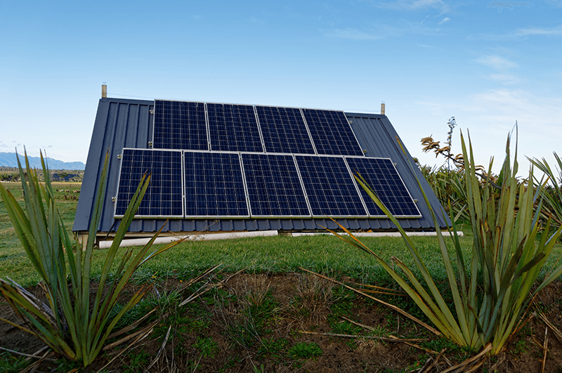 Solar panels in a field